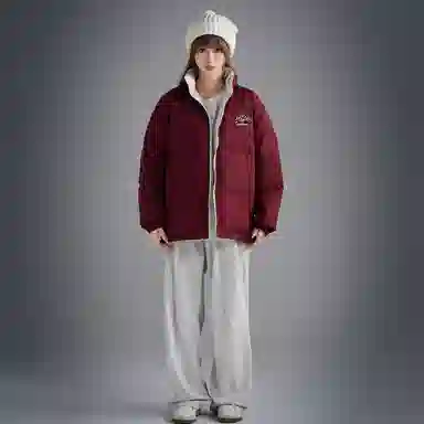 LA'T.WEEKEND Extreme Cold Outdoor 85 White Duck Down Reversible Racing Logo Jacket