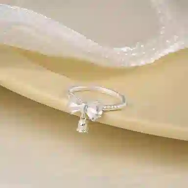 克拉日记 蝴蝶结铃兰花百搭指环小众高级感轻奢开口食指戒对戒国潮风招财平安好运 合金 戒指 女款