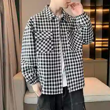Brand Model Jacket Plaid Collar