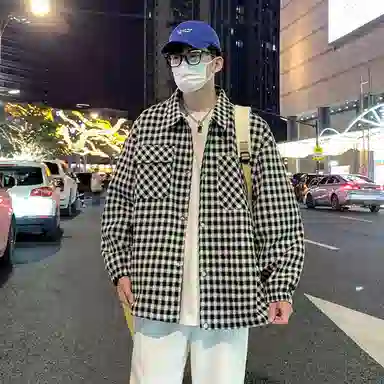 Brand Model Jacket Plaid Collar