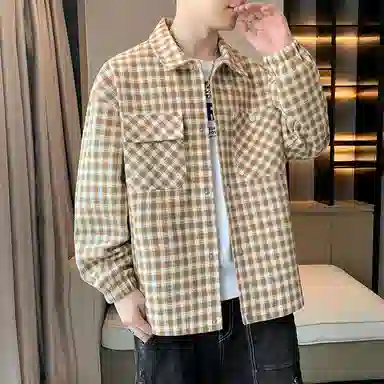 Brand Model Jacket Plaid Collar