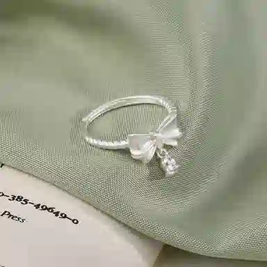 克拉日记 蝴蝶结铃兰花百搭指环小众高级感轻奢开口食指戒对戒国潮风招财平安好运 合金 戒指 女款