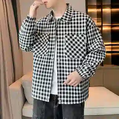 Brand Model Jacket Plaid Collar