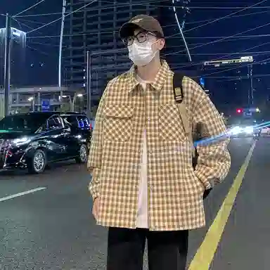 Brand Model Jacket Plaid Collar