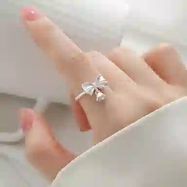 克拉日记 蝴蝶结铃兰花百搭指环小众高级感轻奢开口食指戒对戒国潮风招财平安好运 合金 戒指 女款