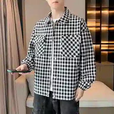 Brand Model Jacket Plaid Collar