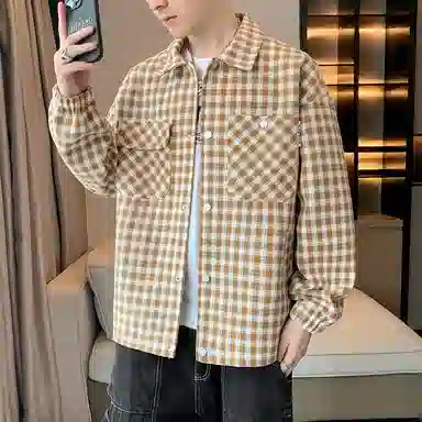 Brand Model Jacket Plaid Collar