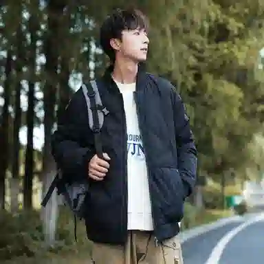 玉儿恋 褶皱时尚设计感纯色基础款百搭宽松青少年青春活力立领长袖棉服 男女同款