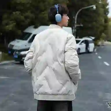 玉儿恋 褶皱时尚设计感纯色基础款百搭宽松青少年青春活力立领长袖棉服 男女同款