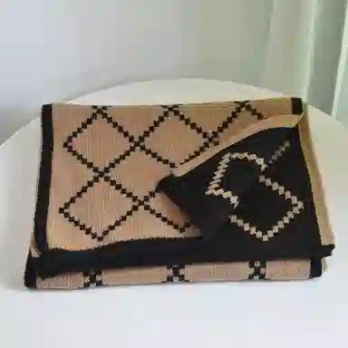 千桐 双面格纹多色简约大气 韩系百搭保暖防寒 绒线围巾 男女同款情侣款