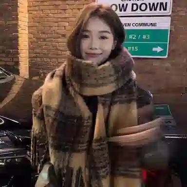 千桐 黑灰色系加厚长款冬季 保暖百搭高级感流苏 聚酯纤维 绒线围巾 男女同款情侣款