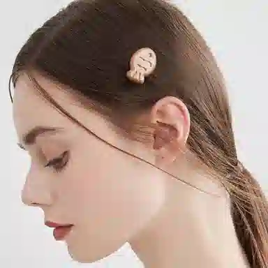 零界 鲷鱼烧圆润趣味可爱呆萌多巴胺少女日常立体 亚克力 发夹 女款 白色