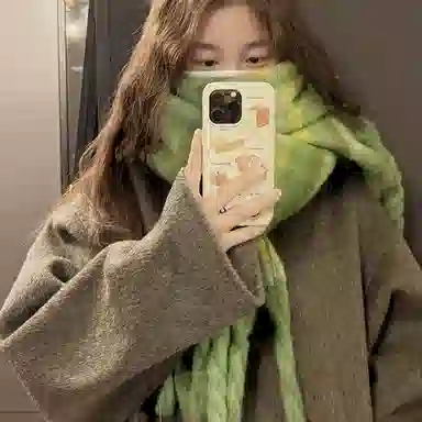 纳兰杜 韩版渐变色秋冬保暖加厚披肩高级感休闲学生潮流软糯感 聚酯纤维 绒线围巾 男女同款情侣款 浅灰色/绿色/咖色