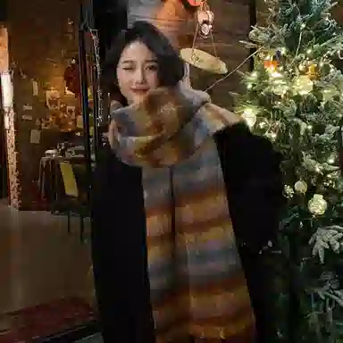 纳兰杜 韩版渐变色秋冬保暖加厚披肩高级感休闲学生潮流软糯感 聚酯纤维 绒线围巾 男女同款情侣款 浅灰色/绿色/咖色