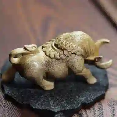 仙作美 金丝楠小叶桢楠实木雕刻牛气冲天文玩手把件 楠木 摆件 男女同款情侣款