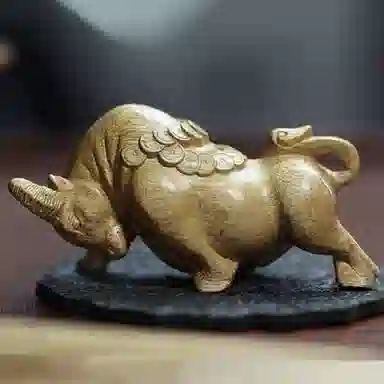 仙作美 金丝楠小叶桢楠实木雕刻牛气冲天文玩手把件 楠木 摆件 男女同款情侣款