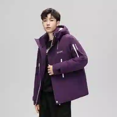 鸭鸭 山系户外工装风多口袋保暖加厚休闲宽松无性别连帽羽绒服 男女同款