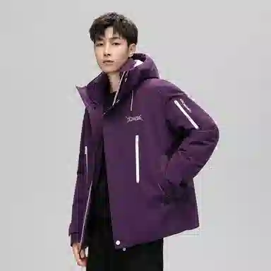 鸭鸭 山系户外工装风多口袋保暖加厚休闲宽松无性别连帽羽绒服 男女同款
