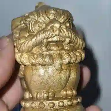 仙作美 （醒狮*心想事成）实木雕刻 楠木 木作摆件 男女同款情侣款