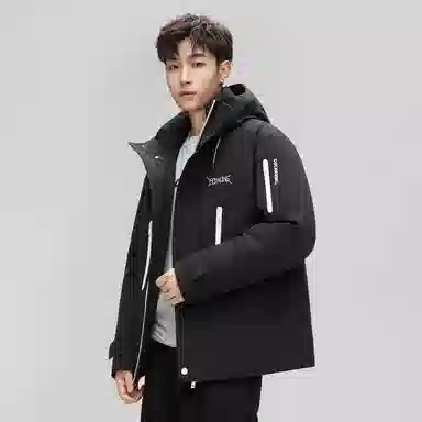 鸭鸭 山系户外工装风多口袋保暖加厚休闲宽松无性别连帽羽绒服 男女同款