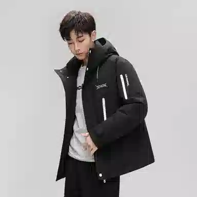 鸭鸭 山系户外工装风多口袋保暖加厚休闲宽松无性别连帽羽绒服 男女同款