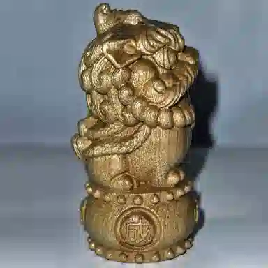 仙作美 （醒狮*心想事成）实木雕刻 楠木 木作摆件 男女同款情侣款