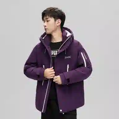 鸭鸭 山系户外工装风多口袋保暖加厚休闲宽松无性别连帽羽绒服 男女同款