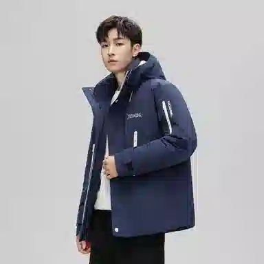 鸭鸭 山系户外工装风多口袋保暖加厚休闲宽松无性别连帽羽绒服 男女同款
