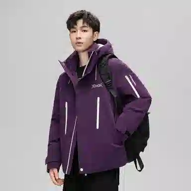 鸭鸭 山系户外工装风多口袋保暖加厚休闲宽松无性别连帽羽绒服 男女同款