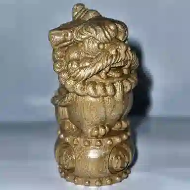 仙作美 （醒狮*心想事成）实木雕刻 楠木 木作摆件 男女同款情侣款