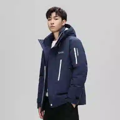 鸭鸭 山系户外工装风多口袋保暖加厚休闲宽松无性别连帽羽绒服 男女同款