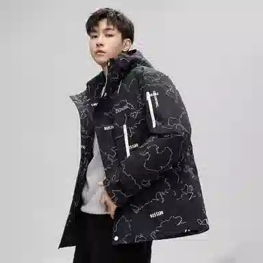 鸭鸭 山系户外工装风多口袋保暖加厚休闲宽松无性别连帽羽绒服 男女同款