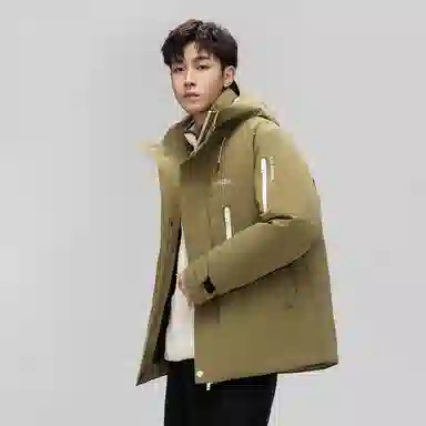 鸭鸭 山系户外工装风多口袋保暖加厚休闲宽松无性别连帽羽绒服 男女同款