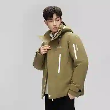 鸭鸭 山系户外工装风多口袋保暖加厚休闲宽松无性别连帽羽绒服 男女同款