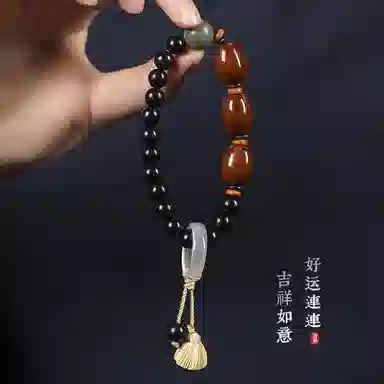 書卓 经典设计款 招财紫金鼠鼓珠 菩提民族风森系手链文玩#好运 黑檀 手串 男女同款情侣款