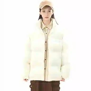 帕丁顿熊 基础简约反光小熊印花纯色宽松休闲面包服防风外套防寒保暖加厚鹅绒羽绒服 男女同款