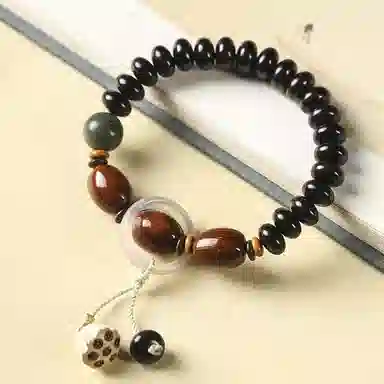 書卓 经典设计款 招财紫金鼠鼓珠 菩提民族风森系手链文玩#好运 黑檀 手串 男女同款情侣款