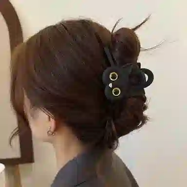 零界 可爱猫咪爱心亮面鲨鱼夹趣味大眼呆萌简约造型感日常通勤 亚克力 发夹 男女同款情侣款