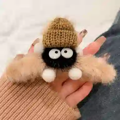 零界 毛绒煤球大眼鲨鱼夹设计感立体玩偶萌趣可爱日常出行头饰 涤纶 发夹 女款