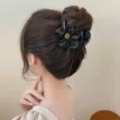 零界 花朵网纱满钻圆珠抓夹梦幻波点法式浪漫轻奢后脑勺头饰 亚克力 发夹 女款