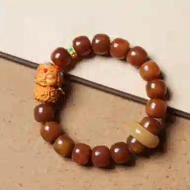 書卓 搭配古法金 念珠转运珠 五路财神民族风 招财纳福 国潮新中式 盘玩#好运 白玉菩提 手串 男女同款情侣款