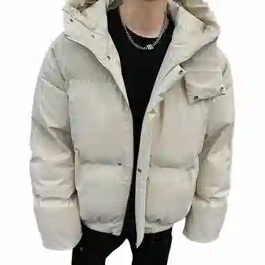 物质公式 美式复古高街云朵泡芙舒适机能图案宽松休闲加厚保暖连帽外套潮牌潮流学院风氛围感设计感面包服棉服 男女同款