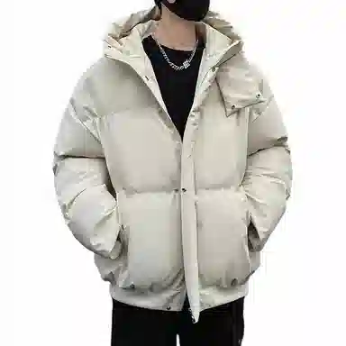 物质公式 美式复古高街云朵泡芙舒适机能图案宽松休闲加厚保暖连帽外套潮牌潮流学院风氛围感设计感面包服棉服 男女同款