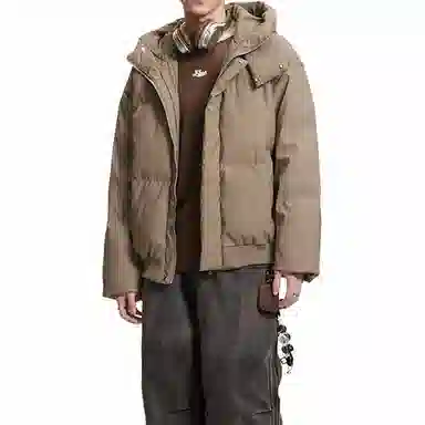 物质公式 美式复古高街云朵泡芙舒适机能图案宽松休闲加厚保暖连帽外套潮牌潮流学院风氛围感设计感面包服棉服 男女同款