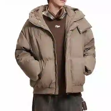 物质公式 美式复古高街云朵泡芙舒适机能图案宽松休闲加厚保暖连帽外套潮牌潮流学院风氛围感设计感面包服棉服 男女同款