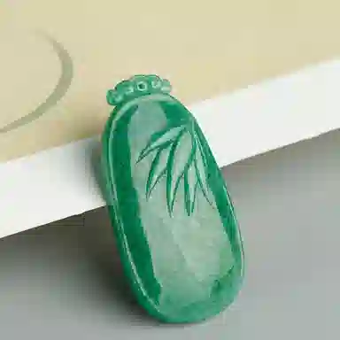 玉说 国潮竹报平安天蓝料牌子 独山玉 吊坠 男女同款情侣款