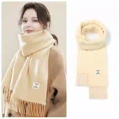 啄木鸟 秋冬清新文艺高级感纯色 韩系百搭保暖加厚防寒 聚酯纤维 绒线围巾 男女同款情侣款