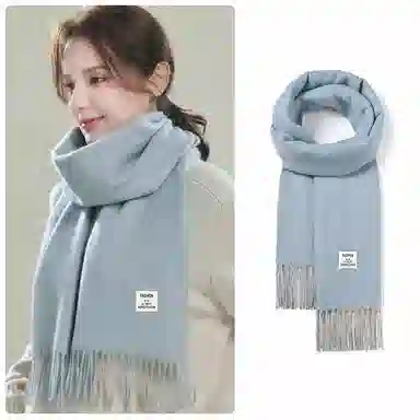 啄木鸟 秋冬清新文艺高级感纯色 韩系百搭保暖加厚防寒 聚酯纤维 绒线围巾 男女同款情侣款