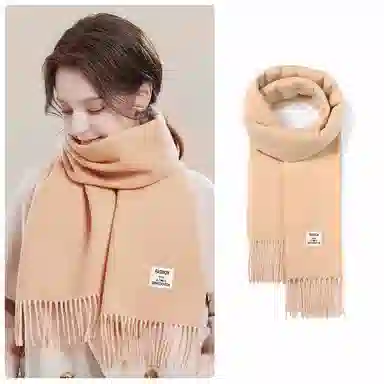 啄木鸟 秋冬清新文艺高级感纯色 韩系百搭保暖加厚防寒 聚酯纤维 绒线围巾 男女同款情侣款