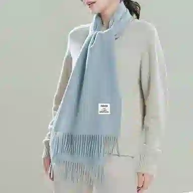 啄木鸟 秋冬清新文艺高级感纯色 韩系百搭保暖加厚防寒 聚酯纤维 绒线围巾 男女同款情侣款
